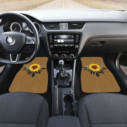 Sunflower Dream Catcher On Brown Suede Colored Background Car Floor Mats 211402