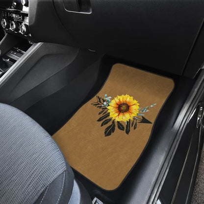 Sunflower Dream Catcher On Brown Suede Colored Background Car Floor Mats 211402