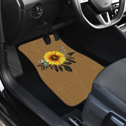 Sunflower Dream Catcher On Brown Suede Colored Background Car Floor Mats 211402