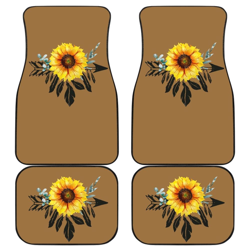 Sunflower Dream Catcher On Brown Suede Colored Background Car Floor Mats 211402