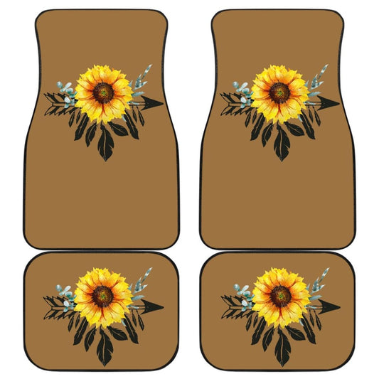 Sunflower Dream Catcher On Brown Suede Colored Background Car Floor Mats 211402