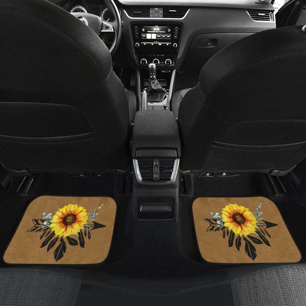 Sunflower Dream Catcher On Brown Suede Colored Background Car Floor Mats 211402