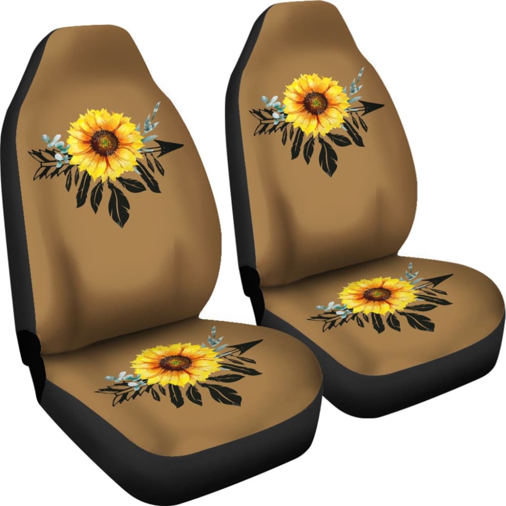 Sunflower Dream Catcher On Brown Suede Colored Background Car Seat Covers 211402
