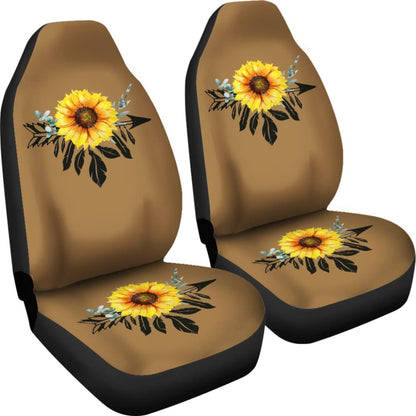 Sunflower Dream Catcher On Brown Suede Colored Background Car Seat Covers 211402