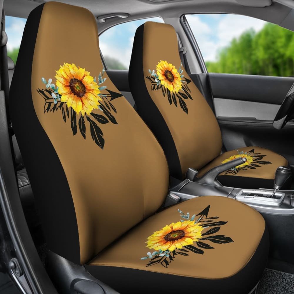 Sunflower Dream Catcher On Brown Suede Colored Background Car Seat Covers 211402