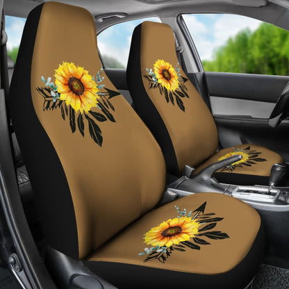 Sunflower Dream Catcher On Brown Suede Colored Background Car Seat Covers 211402