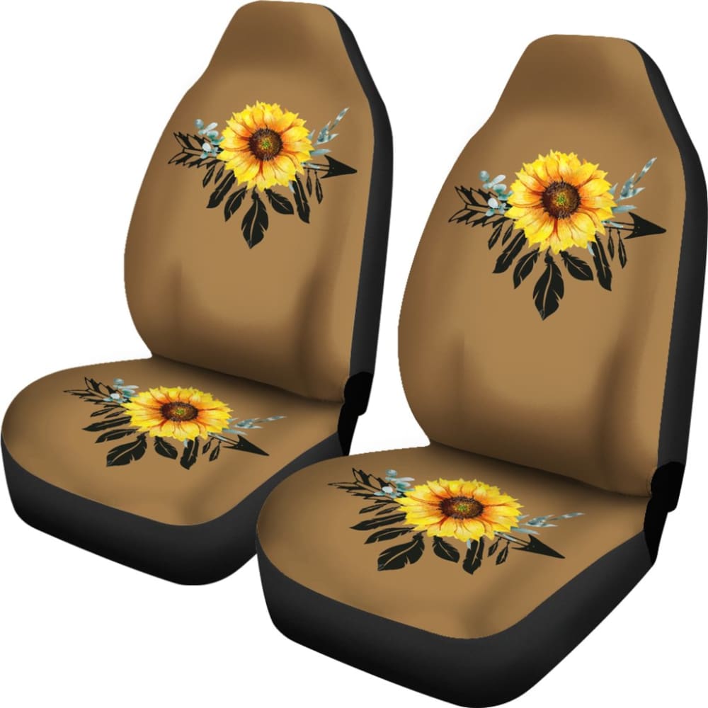 Sunflower Dream Catcher On Brown Suede Colored Background Car Seat Covers 211402