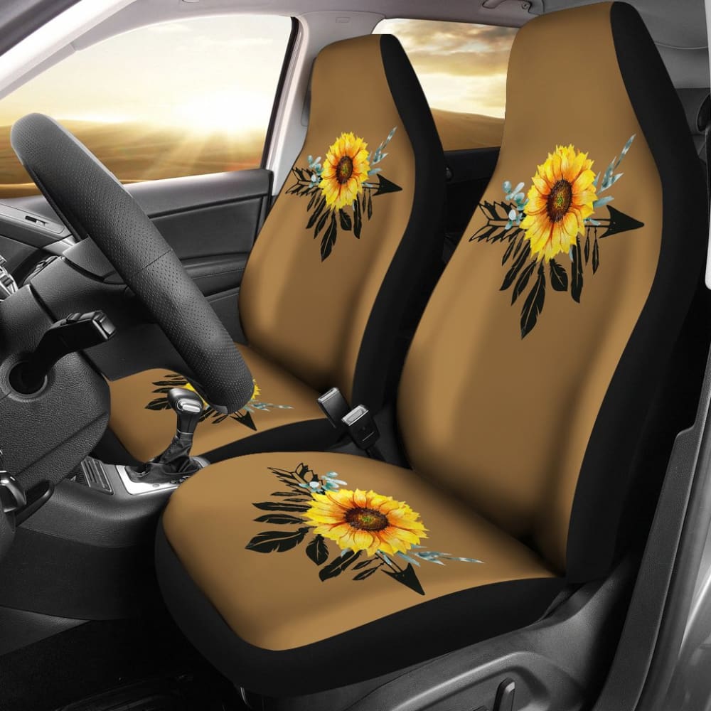 Sunflower Dream Catcher On Brown Suede Colored Background Car Seat Covers 211402