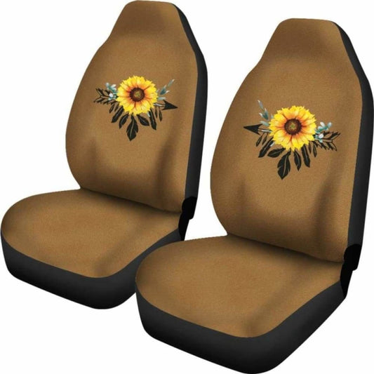 Sunflower Dream Catcher On Medium Brown Suede Colored Background Car Seat Covers 105905 - YourCarButBetter