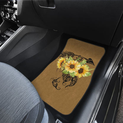 Sunflower Dreamcatcher Boho Design On Brown Colored Background Car Floor Mats 211402