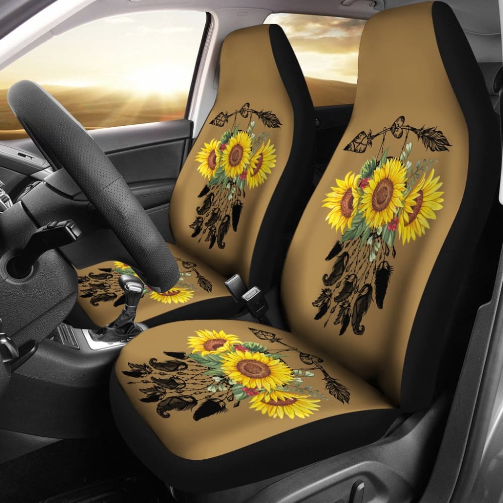 Sunflower Dreamcatcher Native Design Custom Car Seat Covers 210602