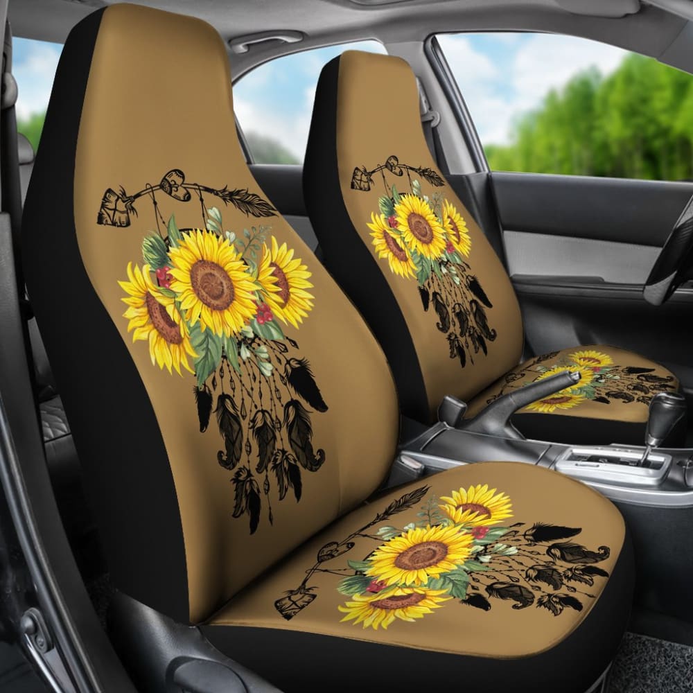 Sunflower Dreamcatcher Native Design Custom Car Seat Covers 210602