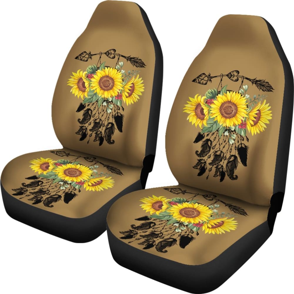 Sunflower Dreamcatcher Native Design Custom Car Seat Covers 210602