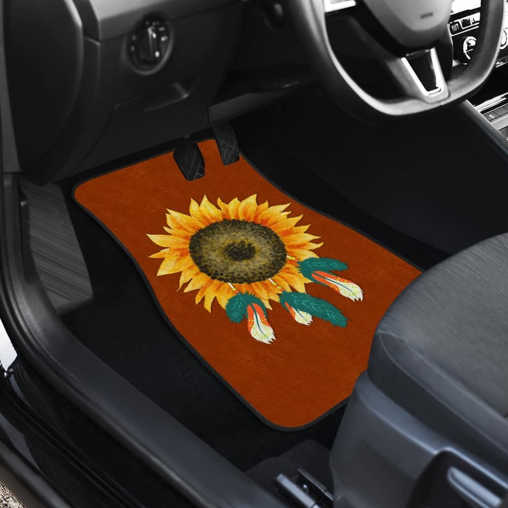 Sunflower Indigenous American Feathers Dreamcatcher Car Floor Mats 211501 - YourCarButBetter