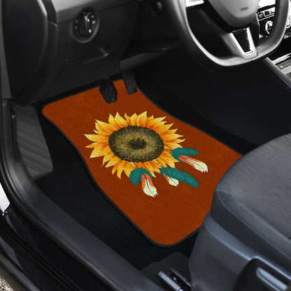 Sunflower Indigenous American Feathers Dreamcatcher Car Floor Mats 211501 - YourCarButBetter