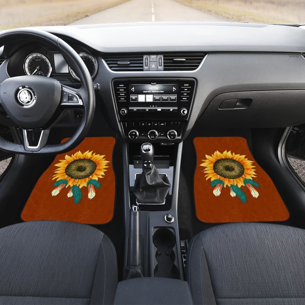 Sunflower Indigenous American Feathers Dreamcatcher Car Floor Mats 211501 - YourCarButBetter