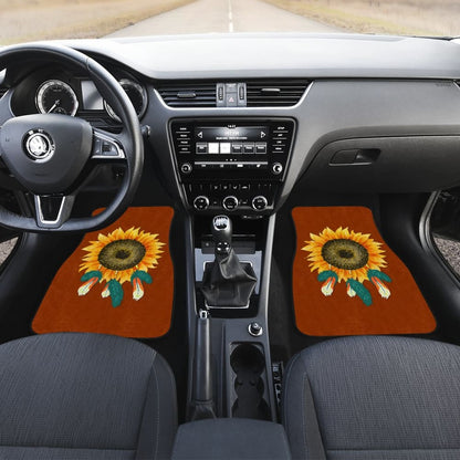 Sunflower Indigenous American Feathers Dreamcatcher Car Floor Mats 211501 - YourCarButBetter