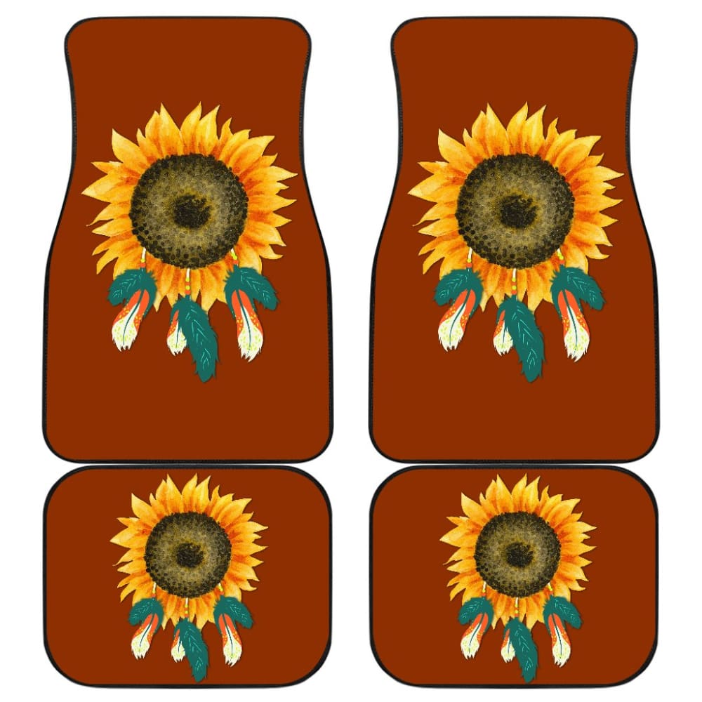 Sunflower Indigenous American Feathers Dreamcatcher Car Floor Mats 211501 - YourCarButBetter
