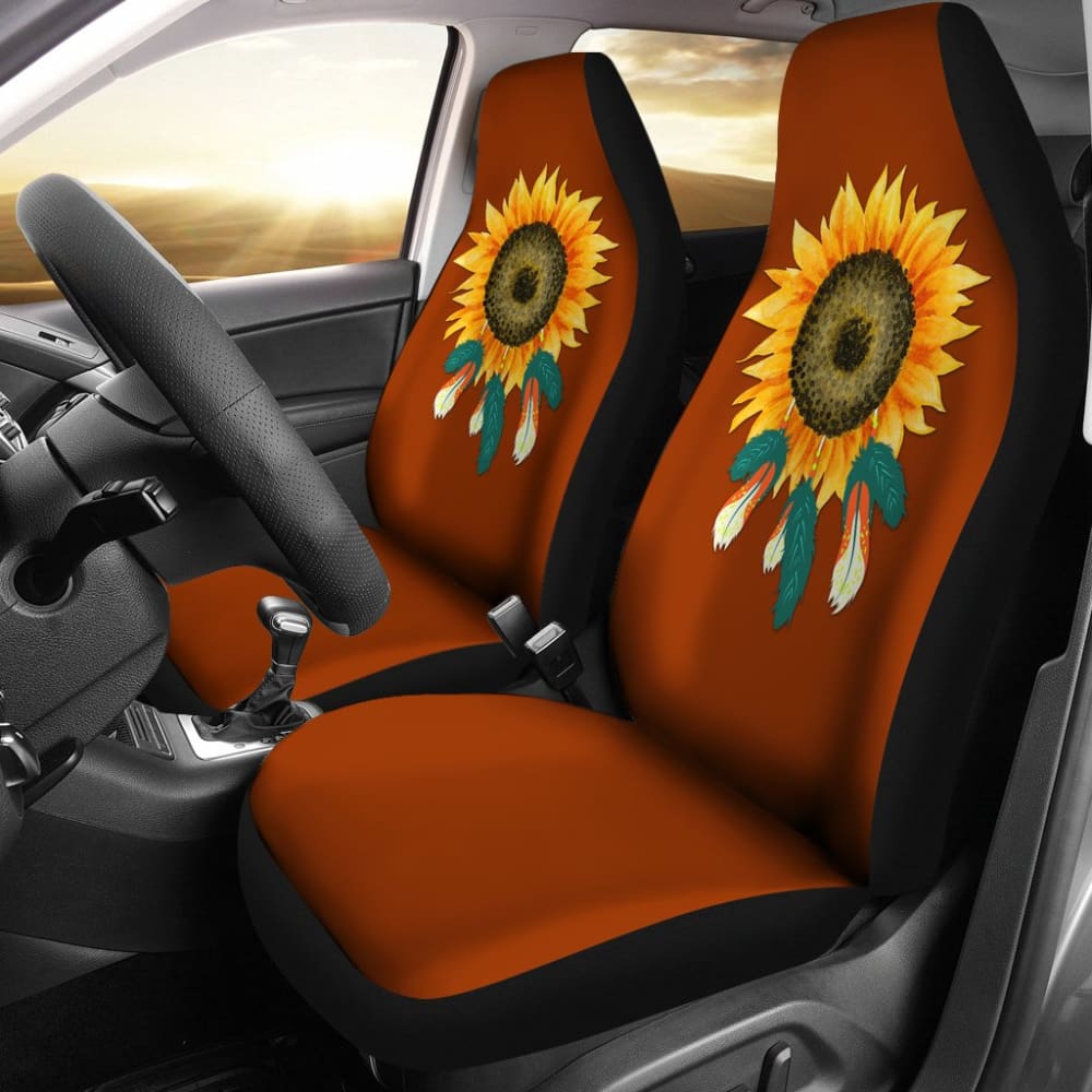 Sunflower Indigenous American Feathers Dreamcatcher Car Seat Covers 211501 - YourCarButBetter