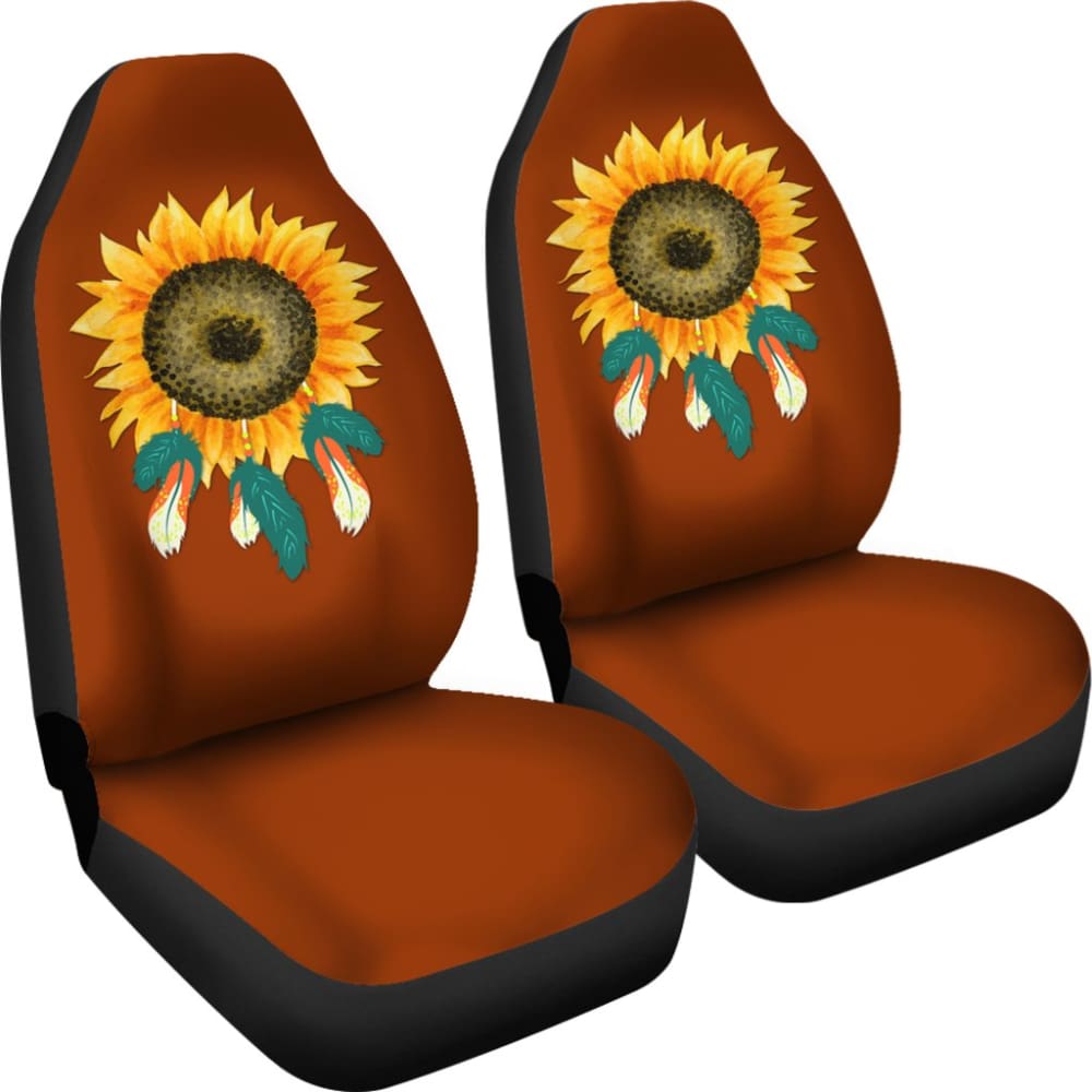 Sunflower Indigenous American Feathers Dreamcatcher Car Seat Covers 211501 - YourCarButBetter