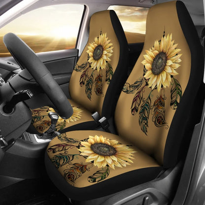 Sunflower Printed Pattern Integrated Native American Dreamcatcher Car Seat Covers 212901 - YourCarButBetter
