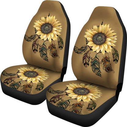 Sunflower Printed Pattern Integrated Native American Dreamcatcher Car Seat Covers 212901 - YourCarButBetter