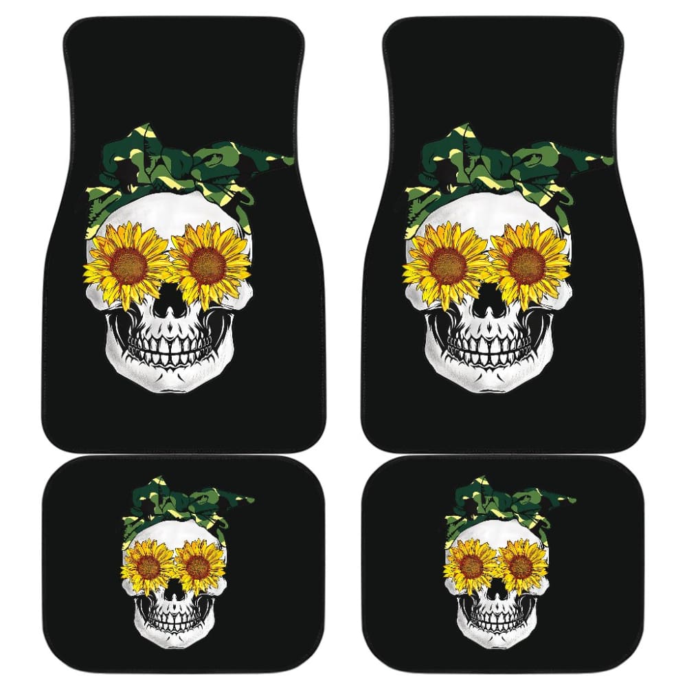 Sunflower Skull Camouflage Bandana Car Floor Mats 210403 - YourCarButBetter