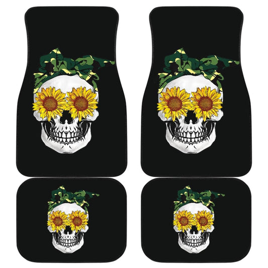 Sunflower Skull Camouflage Bandana Car Floor Mats 210403 - YourCarButBetter