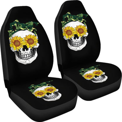 Sunflower Skull Camouflage Bandana Car Seat Covers 210403 - YourCarButBetter