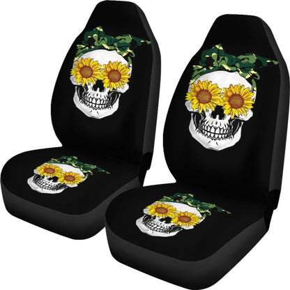 Sunflower Skull Camouflage Bandana Car Seat Covers 210403 - YourCarButBetter