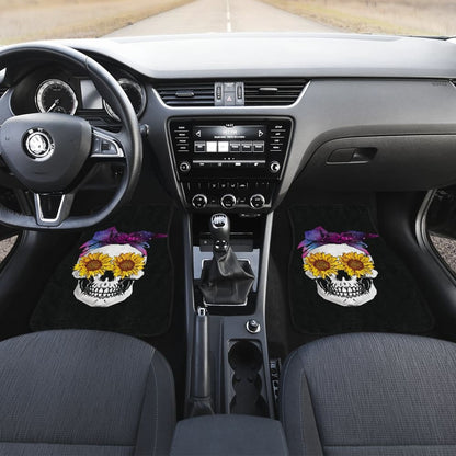Sunflower Skull Galaxy Bandana Car Floor Mats 210805 - YourCarButBetter