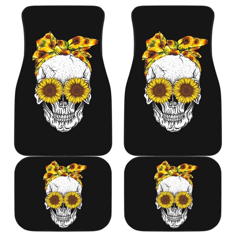 Sunflower Sunshine Skulls Car Floor Mats 212101 - YourCarButBetter