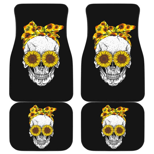 Sunflower Sunshine Skulls Car Floor Mats 212101 - YourCarButBetter