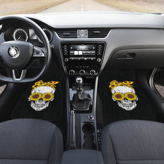 Sunflower Sunshine Skulls Car Floor Mats 212101 - YourCarButBetter