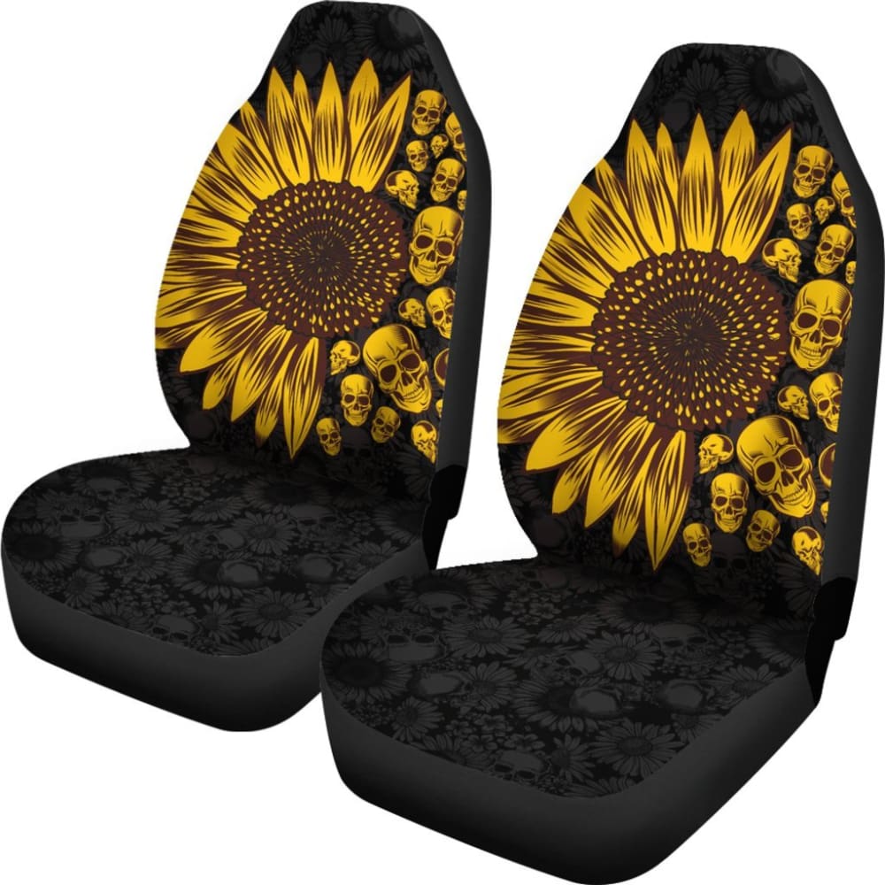 Sunflower Sunshine Skulls Car Seat Covers 103131 - YourCarButBetter