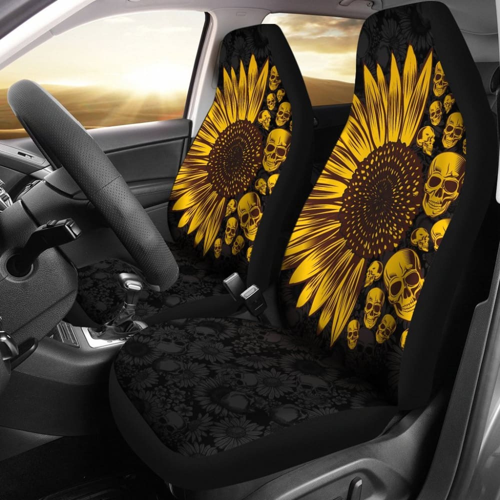 Sunflower Sunshine Skulls Car Seat Covers 103131 - YourCarButBetter