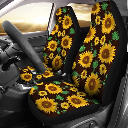 Sunflowers Brown Themed Car Seat Covers 103131 - YourCarButBetter