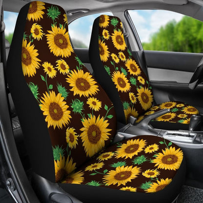 Sunflowers Brown Themed Car Seat Covers 103131 - YourCarButBetter