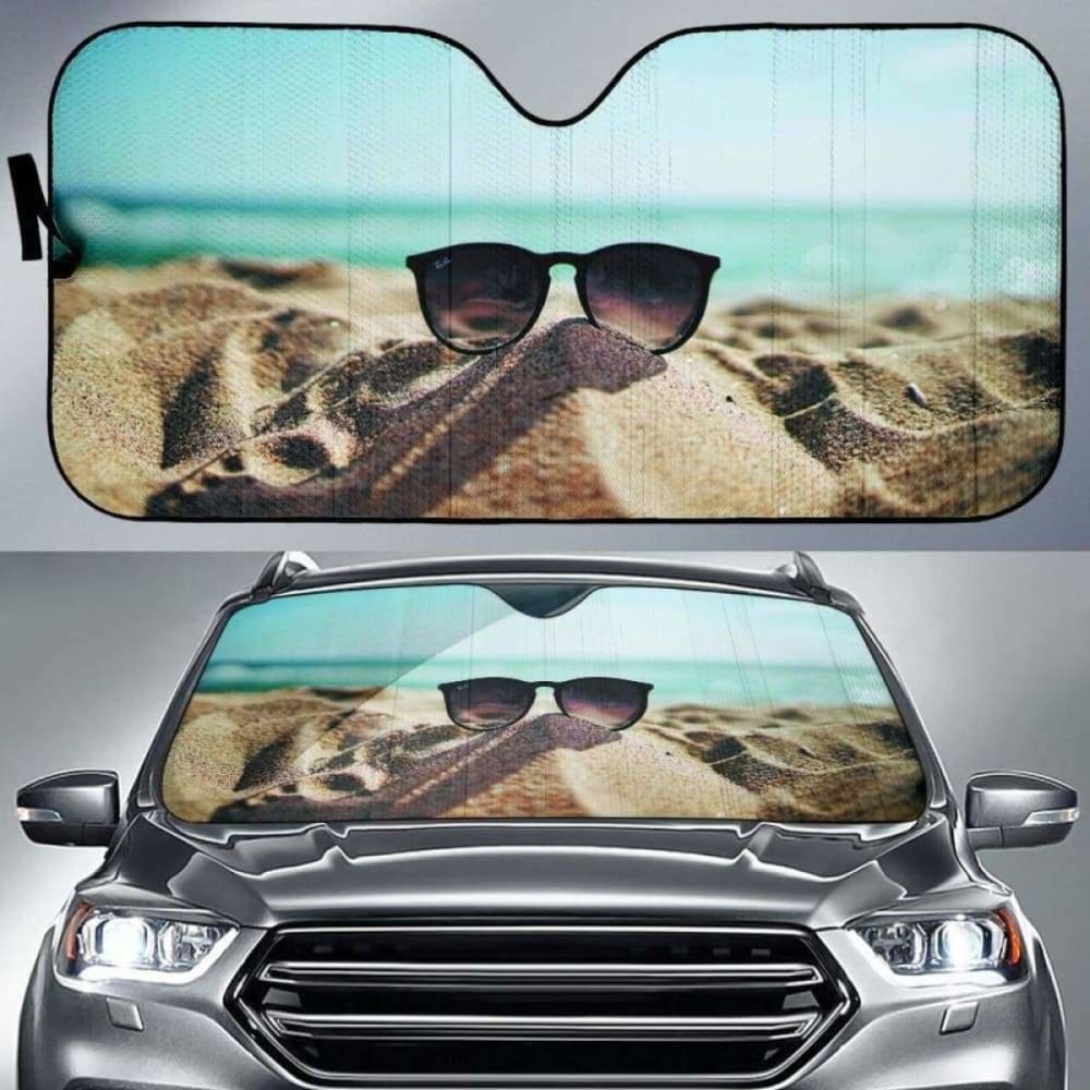 Sunglasses On Beach Sand Car Auto Sunshades 102507 - YourCarButBetter