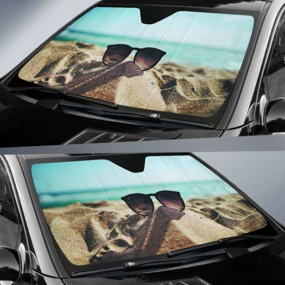 Sunglasses On Beach Sand Car Auto Sunshades 102507 - YourCarButBetter