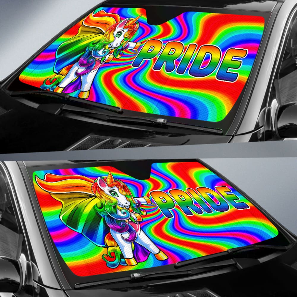 Super Gay Unicorn Rainbow LGBT Love Yourself Car Auto Sun Shades 210201 - YourCarButBetter