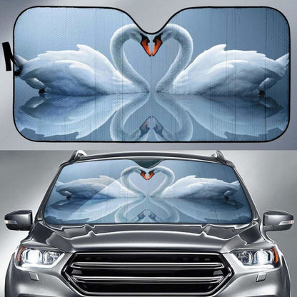 Swans Love Heart Romantic Swans Lovebirds Pair Hd Car Sun Shade 102507 - YourCarButBetter