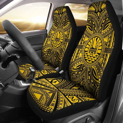 Tahiti Car Seat Cover - Tahiti Coat Of Arms Polynesian Gold Black 105905 - YourCarButBetter