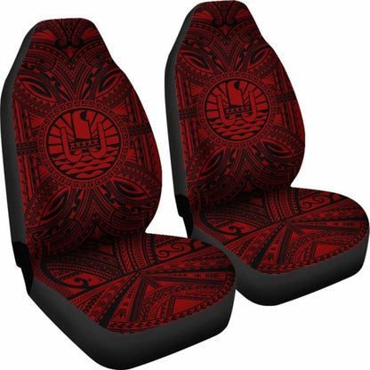 Tahiti Car Seat Cover - Tahiti Coat Of Arms Polynesian Red Black 105905 - YourCarButBetter
