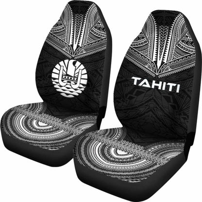 Tahiti Car Seat Cover - Tahiti Flag Polynesian Chief Tattoo Black Version - 10 174914 - YourCarButBetter