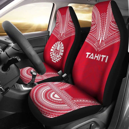Tahiti Car Seat Cover - Tahiti Flag Polynesian Chief Tattoo Red Version - 10 174914 - YourCarButBetter