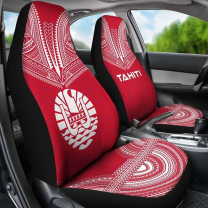 Tahiti Car Seat Cover - Tahiti Flag Polynesian Chief Tattoo Red Version - 10 174914 - YourCarButBetter