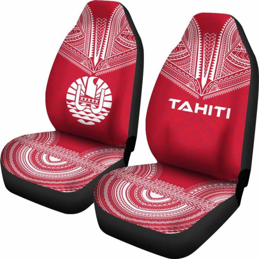 Tahiti Car Seat Cover - Tahiti Flag Polynesian Chief Tattoo Red Version - 10 174914 - YourCarButBetter