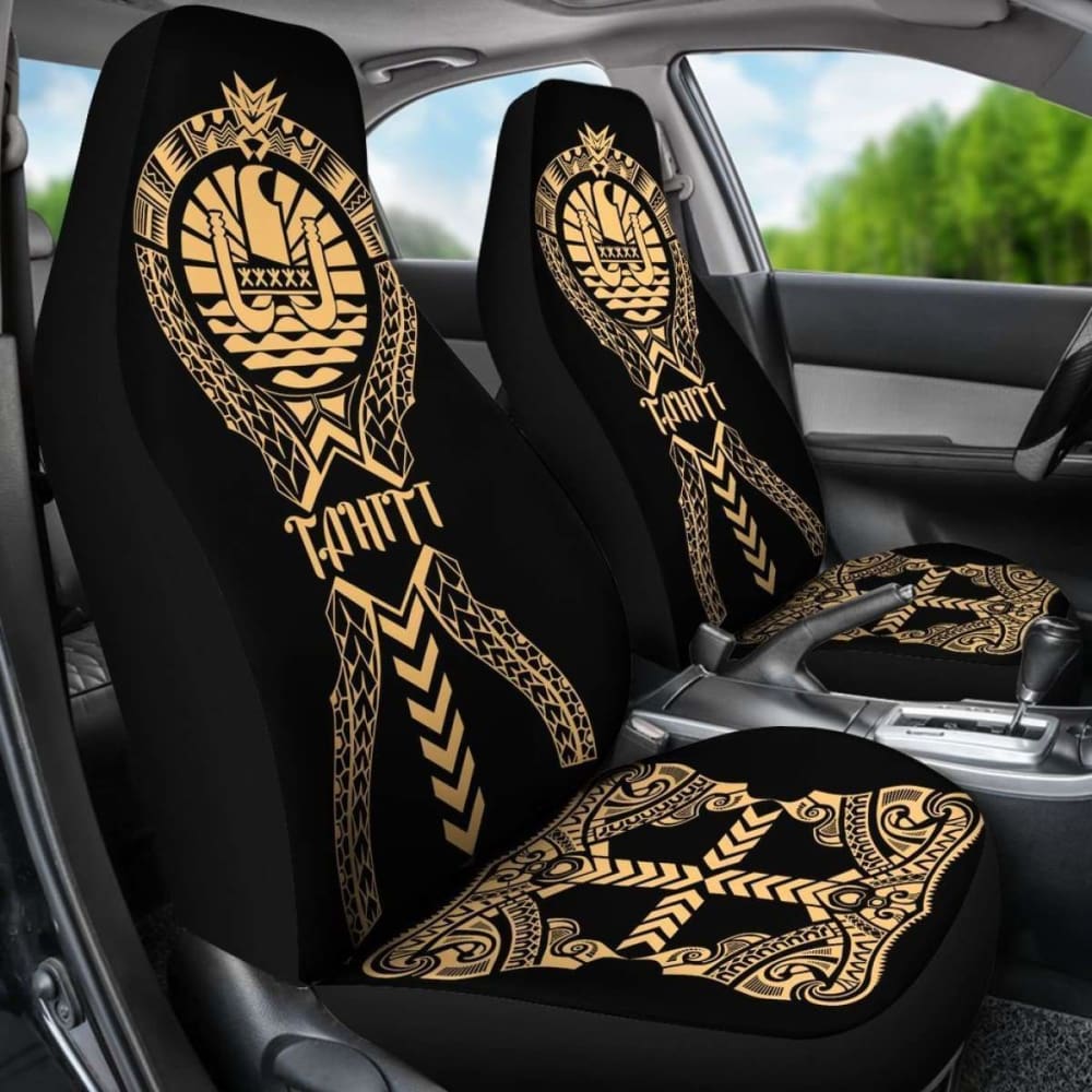 Tahiti Car Seat Covers Polynesian Tribal Gold 105905 - YourCarButBetter