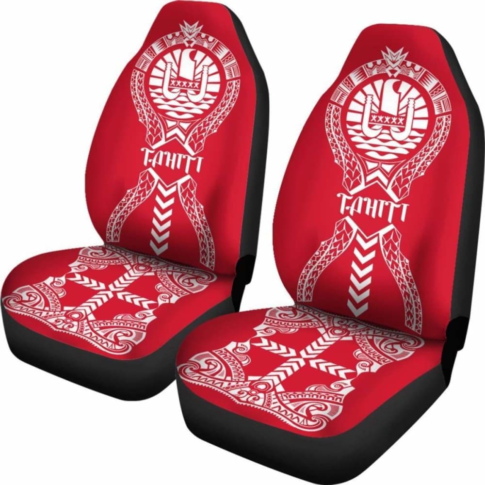 Tahiti Car Seat Covers Polynesian Tribal Red White 105905 - YourCarButBetter